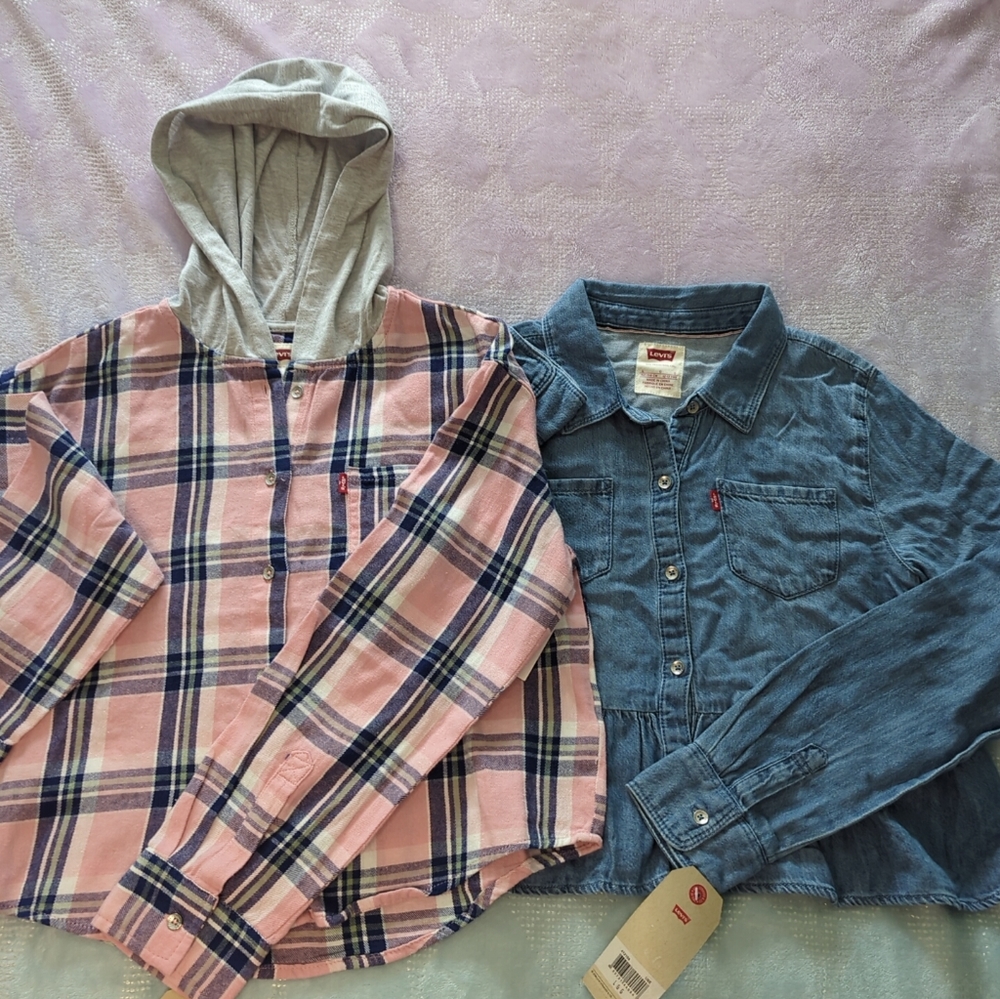 Set Of 2 NWT Levi's Children Size L Button Shirts Long Sleeves